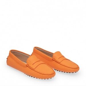 Tod's Gimmino Orange Leather driving shoes size 37.5